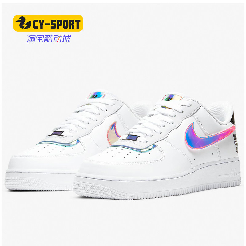 Nike/耐克正品Air Force1 AF1白镭射 纯白电玩像素空板鞋DC0710