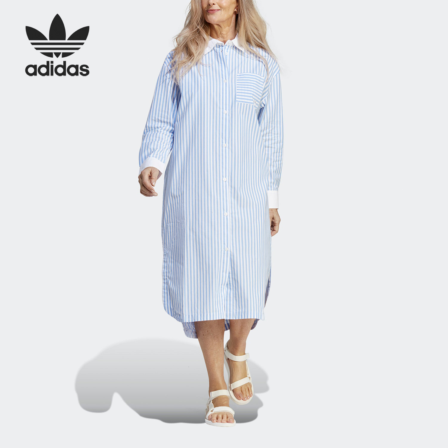 Adidas/阿迪达斯正品三叶草时尚女子运动长款衬衫裙IC5296