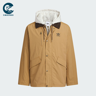 Adidas/阿迪达斯正品三叶草男士休闲连帽保暖二合一棉服KW1241