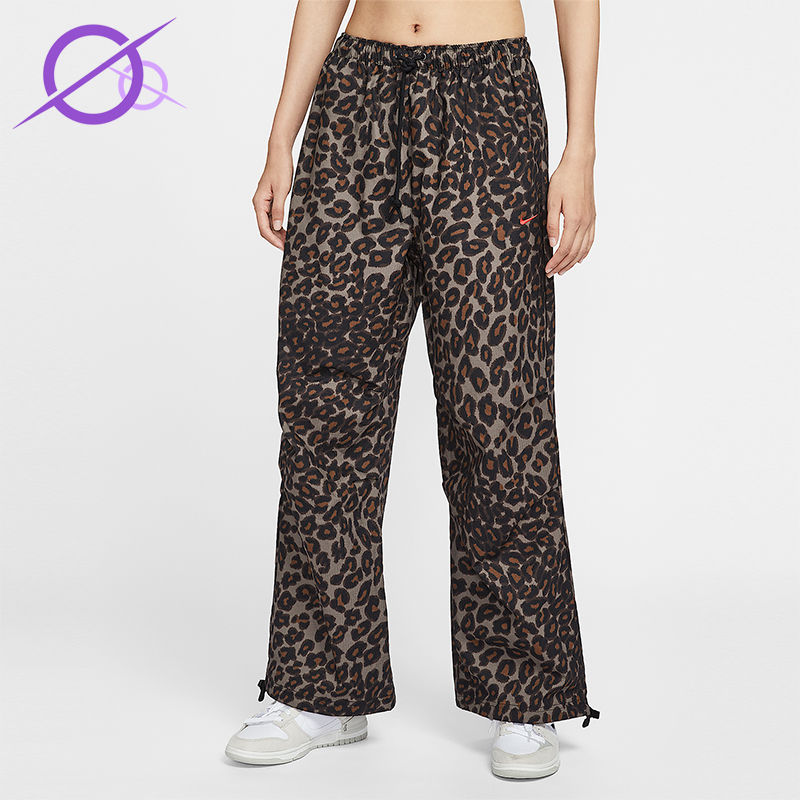 Nike/耐克正品Sportswear女士运动中腰豹纹休闲长裤IO0479-010
