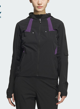 Adidas/阿迪达斯正品舒适春季款女士连帽拼接运动外套KF4923