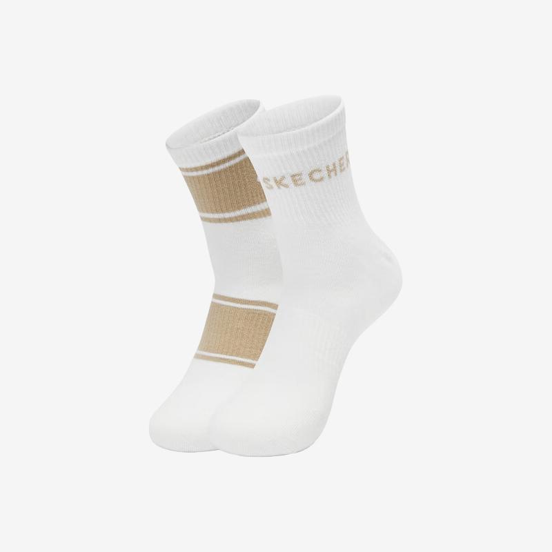 Skechers/斯凯奇正品2024新款男女运动简约透气袜子两双装