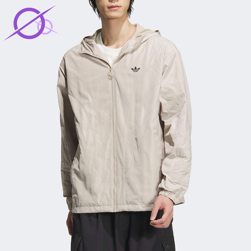 Adidas/阿迪达斯正品三叶草男士防风连帽拉链夹克外套JD6393