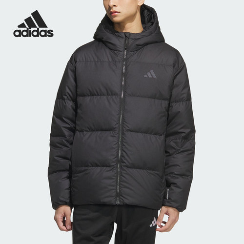 Adidas/阿迪达斯正品2025男士户外保暖连帽休闲轻便羽绒服KC2478