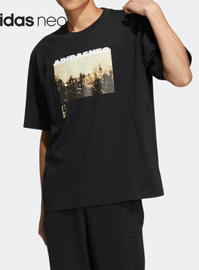 Adidas/阿迪达斯正品Neo 当季新款男子印花短袖T恤HC9744