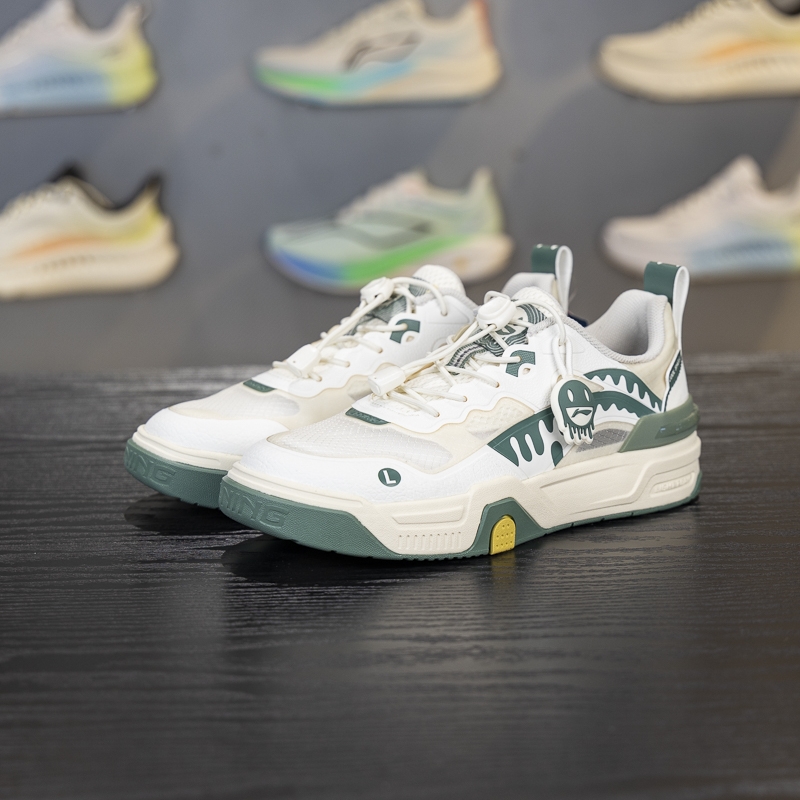 李宁正品2025新款男女大童轻便透气耐磨低帮运动休闲鞋YKCV056-1