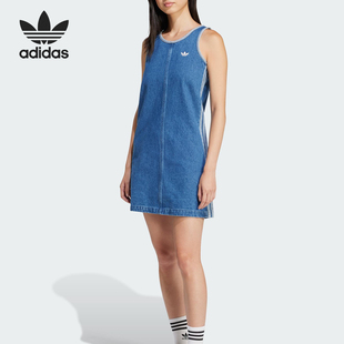 Adidas 三叶草女士宽松透气牛仔连衣裙JD2580 阿迪达斯正品