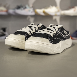 李宁正品轻帆MULE女子经典百搭柔软舒适一脚蹬休闲板鞋AGCV066-1