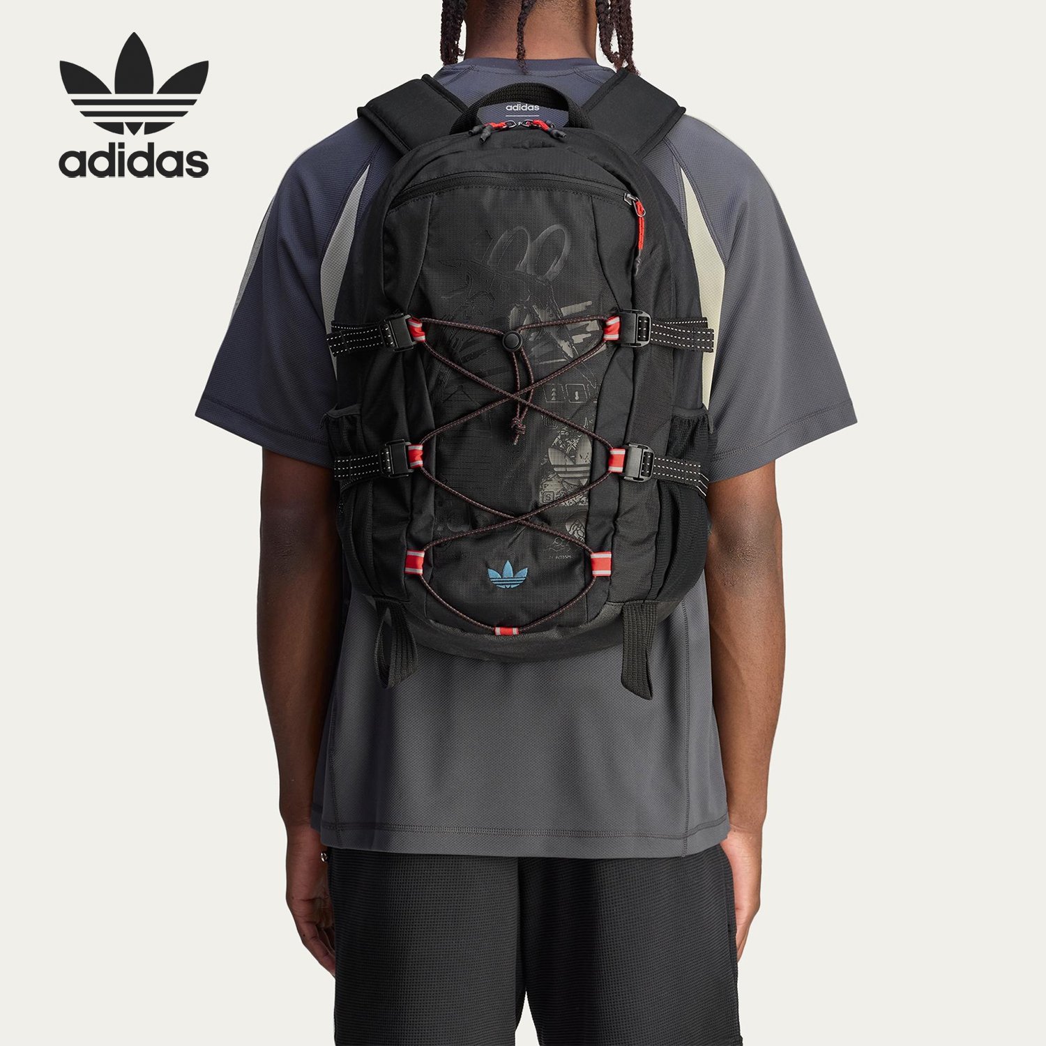 Adidas/阿迪达斯正品三叶草男士实用户外运动双肩背包JN3718