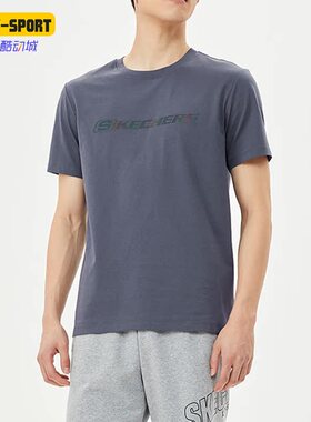 Skechers/斯凯奇正品夏新款男子圆领简约跑步舒适短袖T恤L222M112