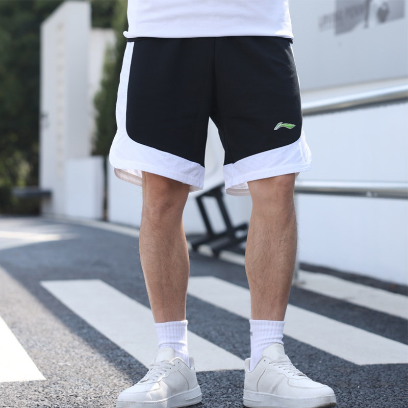 李宁正品男子时尚运动健身宽松舒适篮球五分休闲短裤YKSU073-2
