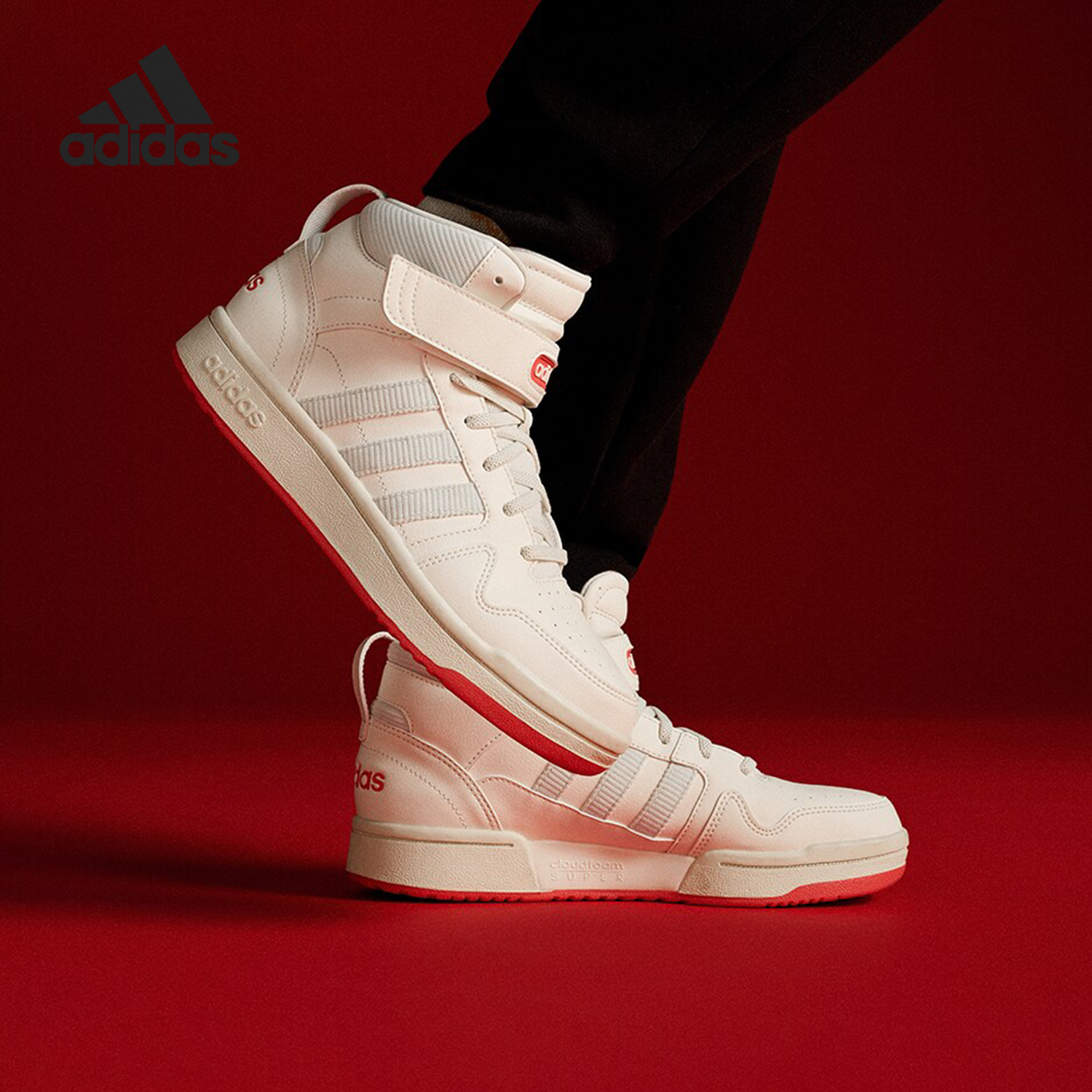 Adidas/阿迪达斯正品春季新款大童高帮魔术贴运动鞋ID1145