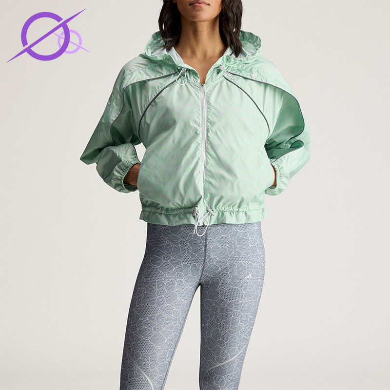 Adidas/阿迪达斯正品2026女士休闲印花收腰经典连帽外套JY8195