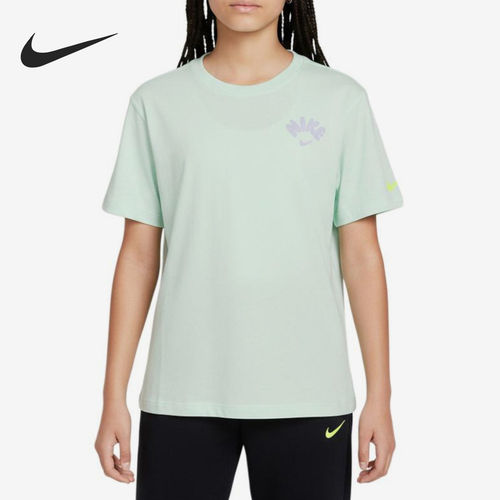 Nike耐克正品休闲运动女童针织短袖圆领印花套头帽子NY2622-013