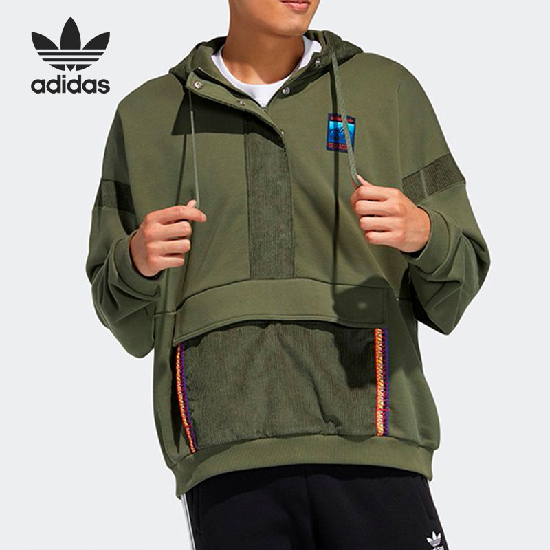 Adidas/阿迪达斯正品三叶草新款男子休闲拼接灯芯绒卫衣 GV0930