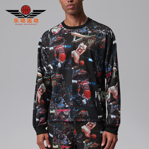 Nike/耐克正品Jordan男士印花针织宽松透气长袖T恤IF1831-010