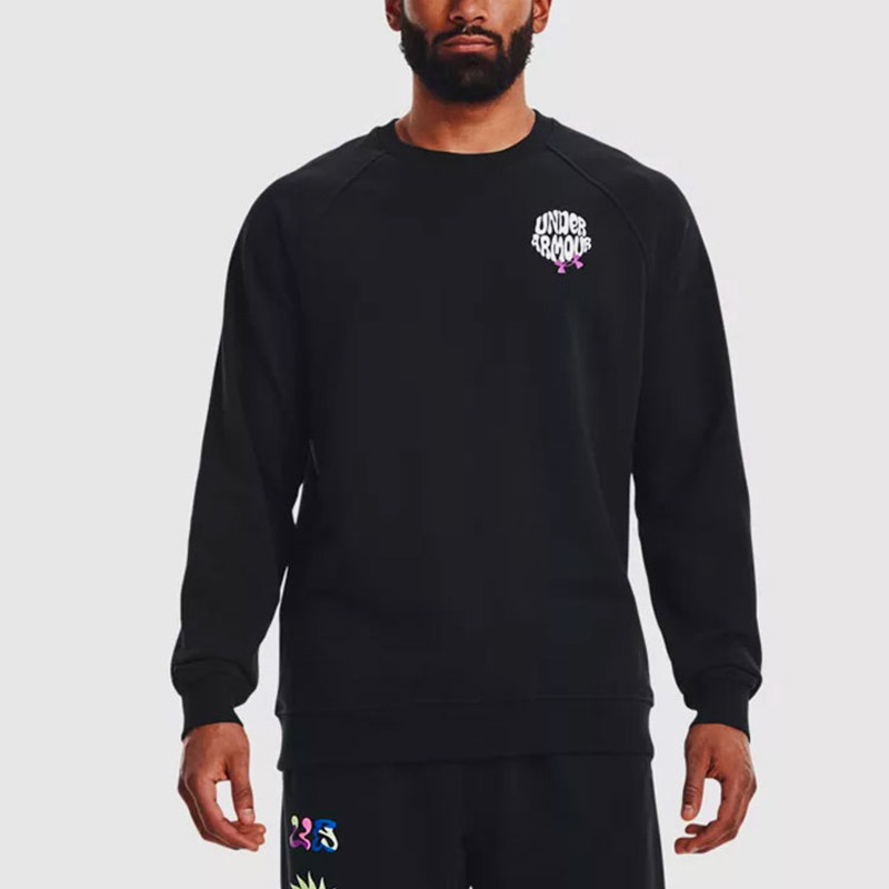 UA/安德玛正品Elevated Terry Crew男士简约印花卫衣1373837-001