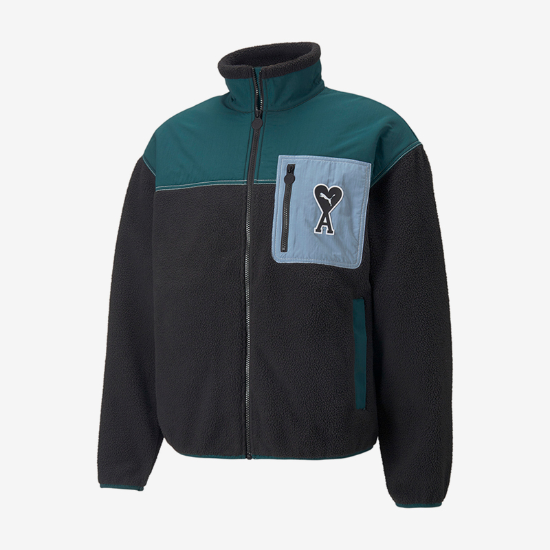 Puma/彪马正品男款拼色爱心Logo羊羔绒夹克绒感外套535998-01