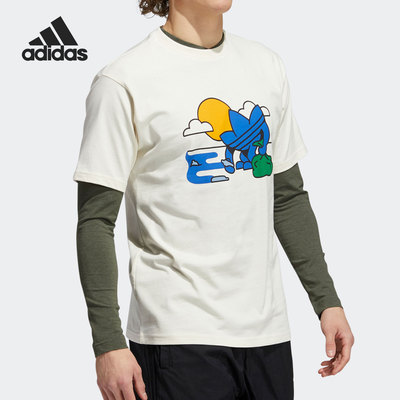 Adidas/阿迪达斯正品三叶草卡通印花男子运动短袖T恤H32304