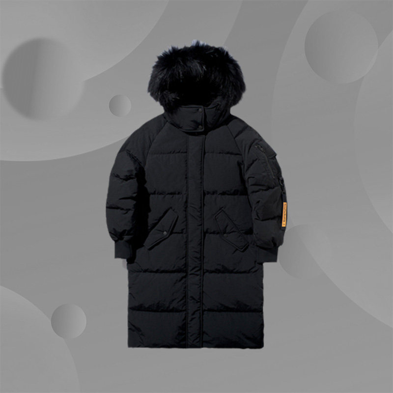 李宁正品女运动时尚系列防风加厚保暖舒适连帽长款羽绒服AYMP058