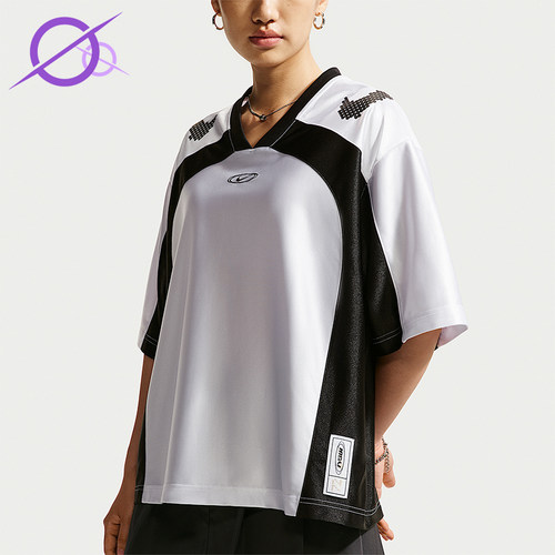 Nike/耐克正品女士LogoV领套头时尚经典短袖T恤IQ6138-101