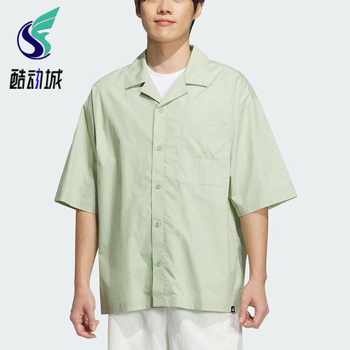 Adidas/阿迪达斯正品夏季男士宽松运动休闲经典翻领衬衫JL6056