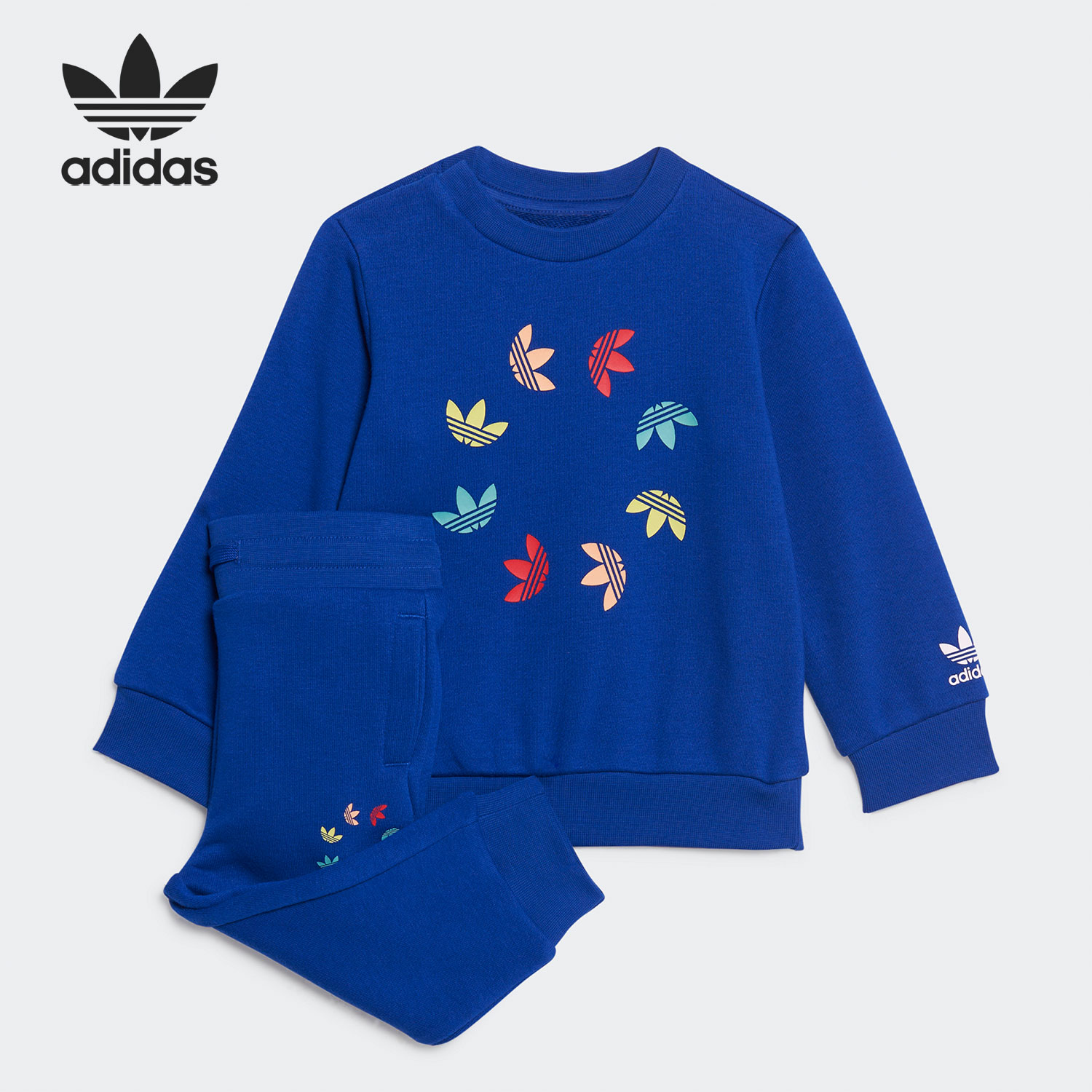 Adidas/阿迪达斯正品三叶草婴童运动休闲卫衣长裤套装 HB9523