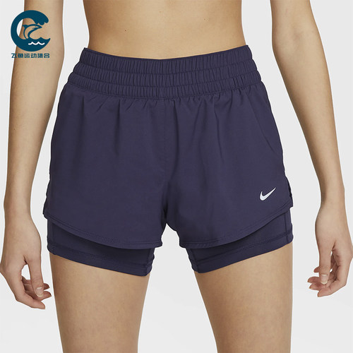 Nike/耐克正品2025女士梭织松紧腰透气二合一运动短裤DX6013-555