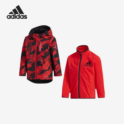 Adidas/阿迪达斯正品秋冬小童二合一连帽运动加绒外套EH4150