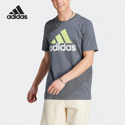 Adidas/阿迪达斯正品夏季圆领休闲透气男子运动短袖T恤IJ8578