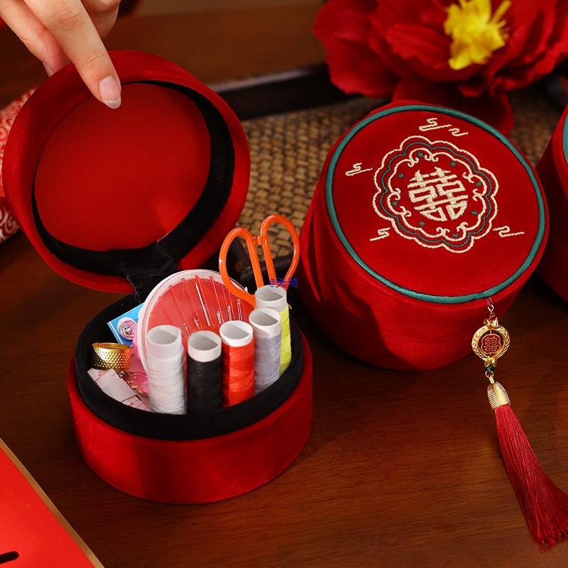 针线盒娘家嫁妆实用针线包红色全套结婚用品女方陪嫁物品大全