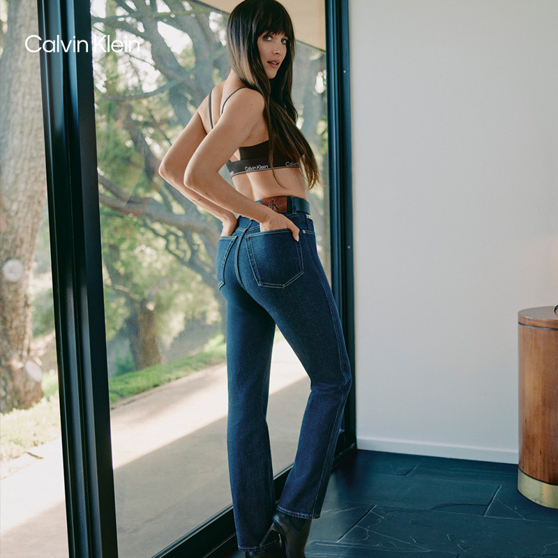【免费改裤】【明星同款】CK Jeans26春夏女高腰修身铅笔裤