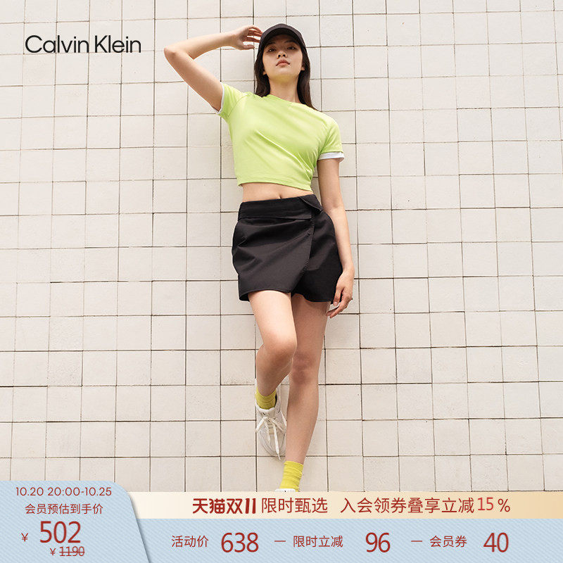 CK Jeans夏季女士时尚潮流翻折腰边通勤休闲辣妹网球运动短裤