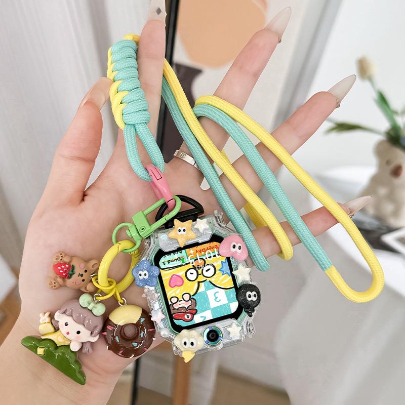 适用小天才W2028AC儿童电话手表Q1R表带女生挂脖子绳链Z5保护壳套