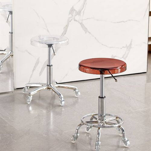 亚克力美容美g发升降旋转滑轮凳不锈钢大工凳不缠发美容剪发理发