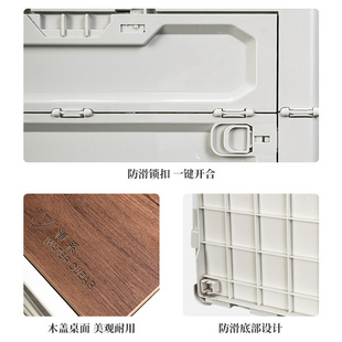 户外露营开口收纳折o叠箱野营木盖置物箱车载后备整理箱野餐储物