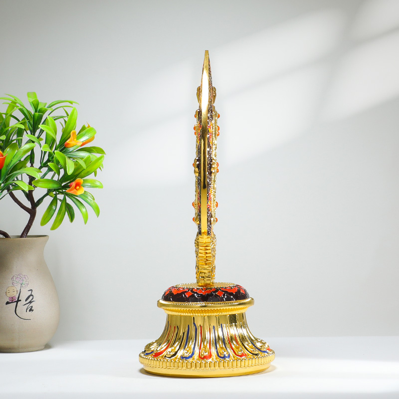 法轮藏传密宗用品珐n琅彩绘转法金轮王七政宝家用佛前摆件供修供
