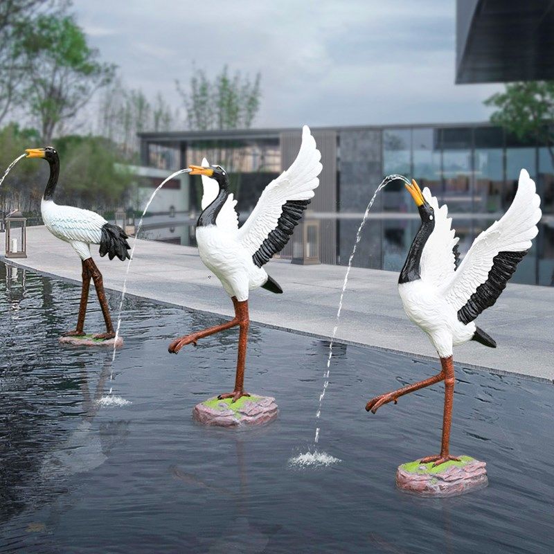 仿真仙鹤雕塑喷水模型摆件户w外园林景观公园水池喷泉造景草坪装,家居饰品,户外/庭院摆件,淘宝优惠券,粉丝福利购,淘宝优惠卷