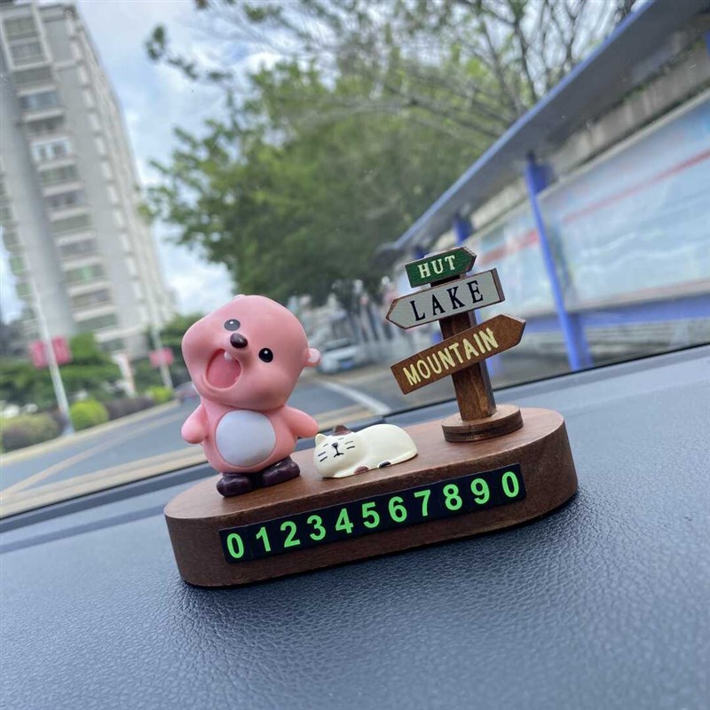 创意女士loopy露比挪车电话牌临时停车号码牌高档V车载摆件移车牌
