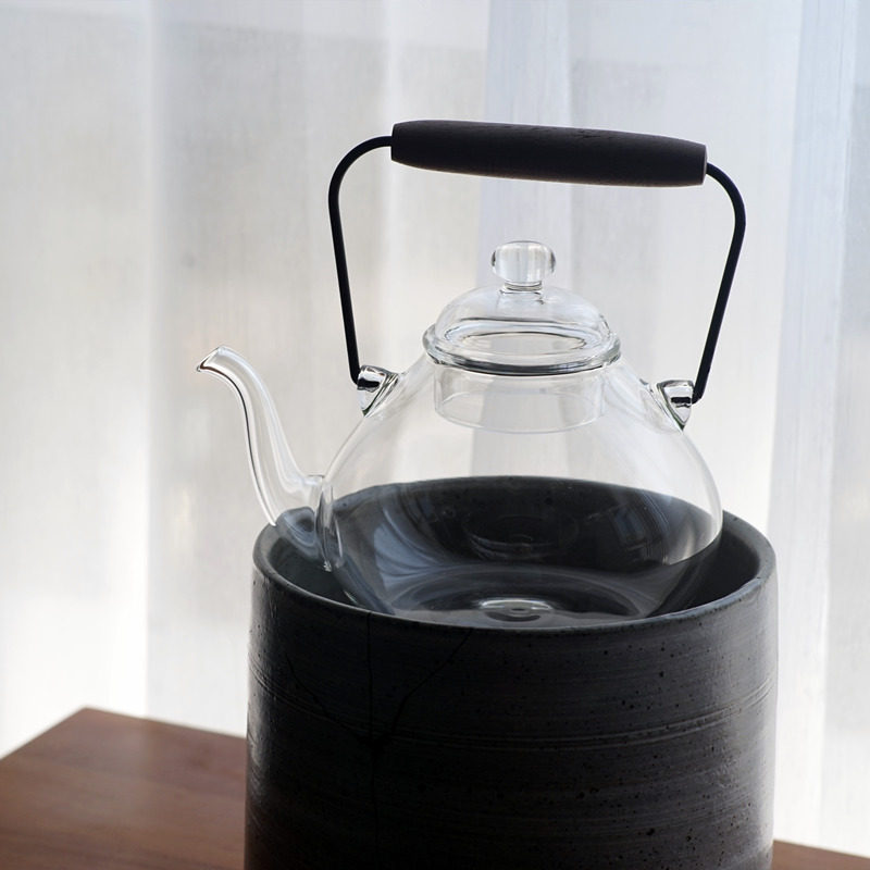 喜水出品 日式手工提梁壶 v高硼硅耐热玻璃煮茶壶煮水壶电陶炉专