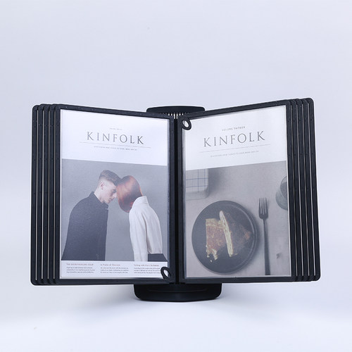 厂家A4翻页文件架10页桌面展示架资料夹台式活页V餐厅车间操作架