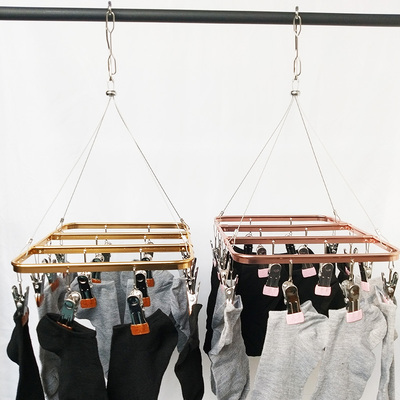 铝合金夹子晾衣架婴儿袜子内衣内裤E卧室阳台防风多夹子晾衣架衣