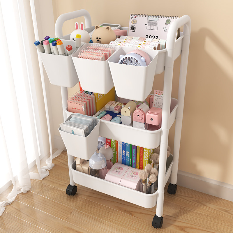 厨房蔬菜置物架收j纳筐小推车落地多层浴室储物柜桌下移动收纳架