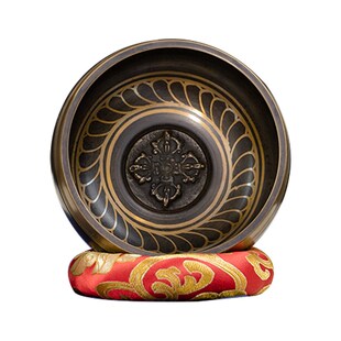 尼泊尔手工佛音碗瑜伽颂钵音疗六D字梵文金文静心钵瑜伽铜盂摆件