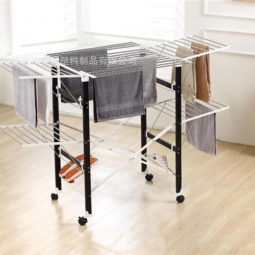 韩国室内室外多功能不锈钢x移动折叠晾衣架大容量落地晒衣架