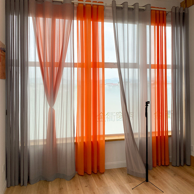 民族风纯色高密雪纺纱帘房间客z厅店面橱窗透光高克重红色紫色窗,居家布艺,成品窗帘,淘宝优惠券,粉丝福利购,淘宝优惠卷