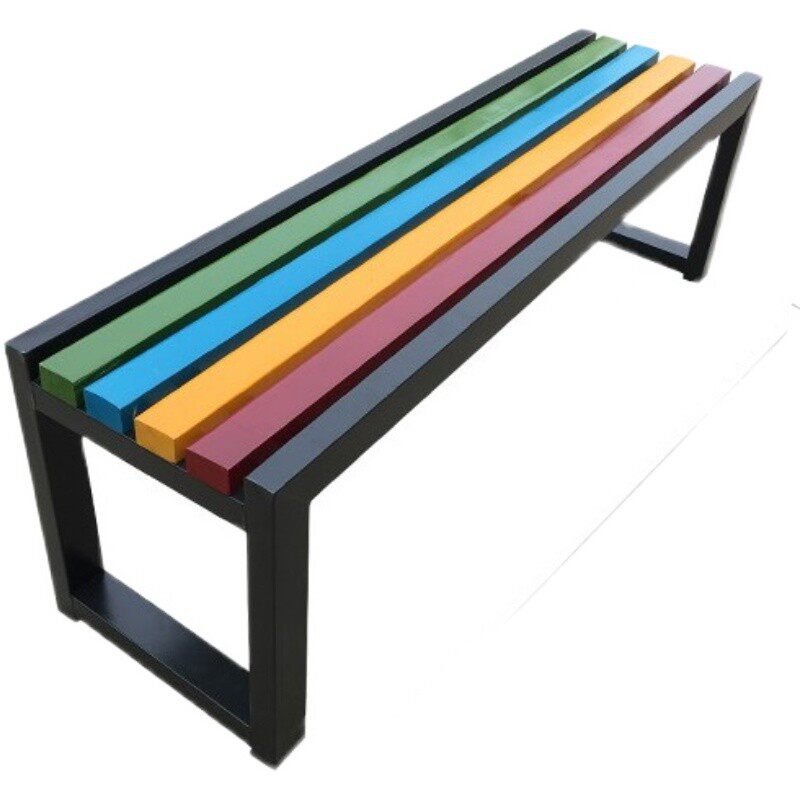 户外公园长椅休息更衣室换鞋长条凳E松木休闲实木排椅钢木长条凳