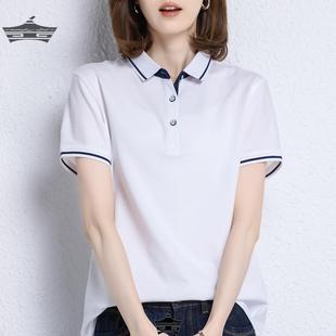 女装 带领工作服定制印logo宽松运动polo衫 t恤女2024夏季 翻领短袖