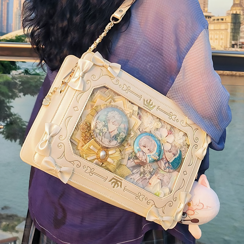小众原创画框痛包单肩斜挎包谷子吧唧周边少女通勤百搭复古小方包