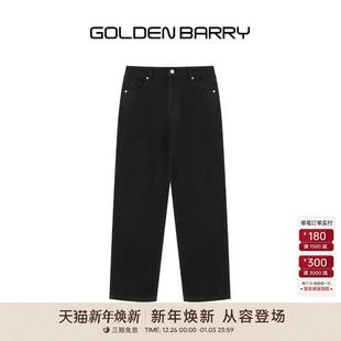 GOLDEN 503191 BARRY25秋冬基础简约百搭舒适磨毛黑色直筒牛仔裤